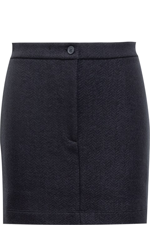 Thom Browne for Women Thom Browne Navy Blue Cotton Blend Mini Skirt