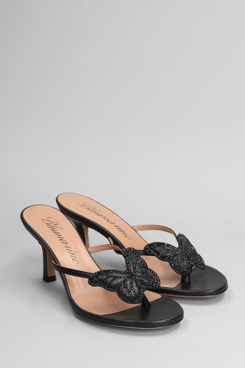 Blumarine Sandals for Women Blumarine Butterfly Slipper-mule In Black Leather