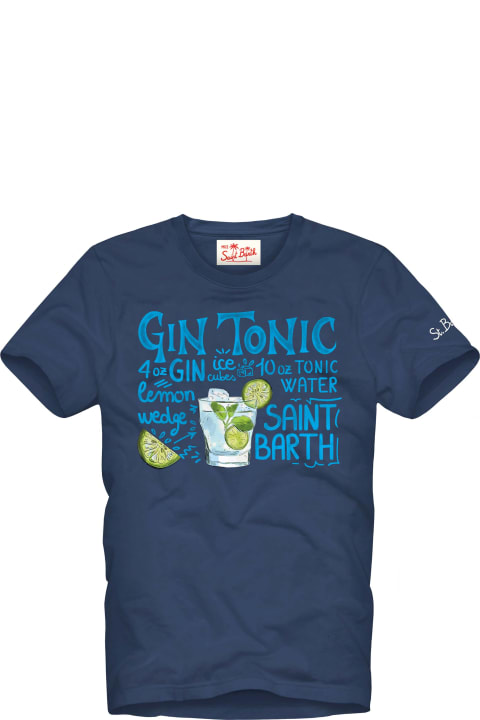 Homeware MC2 Saint Barth Man Cotton T-shirt With Gin Tonic Print