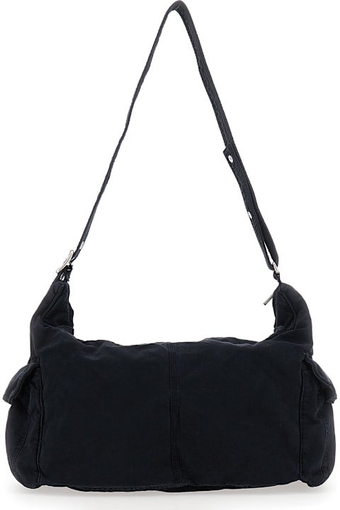ERL لـ Kids ERL Black Shoulder Bag With Adjustable Shoulder Strap In Cotton Twill Man