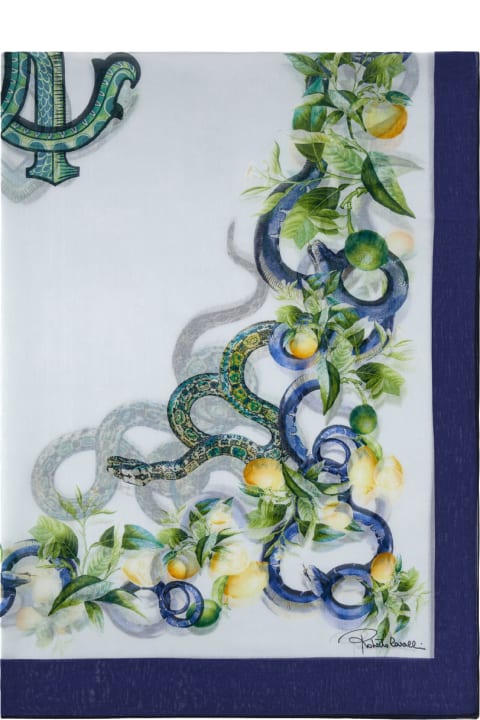 Roberto Cavalli Scarves & Wraps for Women Roberto Cavalli Blue Scarf With Lemon Print