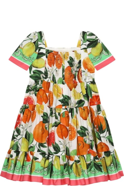 Dolce & Gabbana Dresses for Girls Dolce & Gabbana Multicolored Dress With Orange And Lemon Print