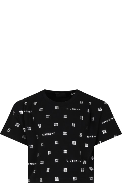 Givenchyのガールズ Givenchy Black T-shirt For Girl With Logo