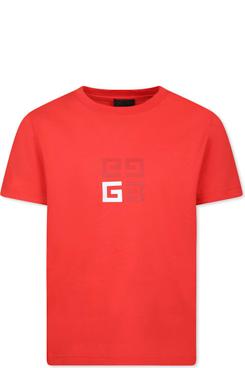 Topwear for Boys Givenchy Red T-shirt For Boy With 4g Motif