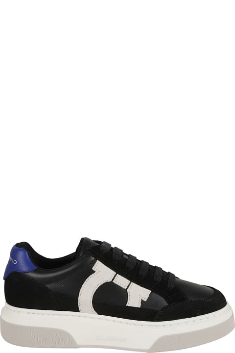 Ferragamo for Men Ferragamo 'cassina' Black Leather Blend Sneakers