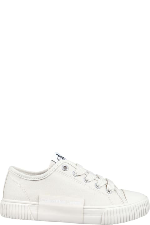 Shoes for Boys Calvin Klein Ivory Sneakers For Kids With Logo