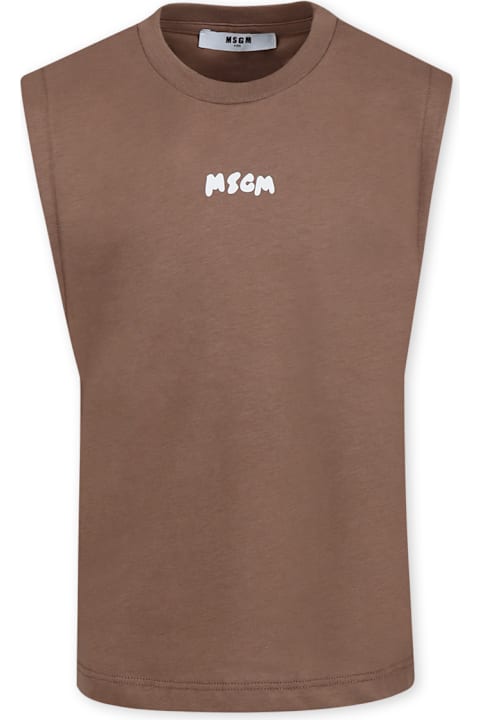 Homeware MSGM Brown Tank Top For Boy With Logo