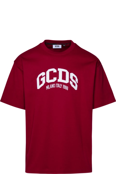GCDS Men GCDS Burgundy Cotton T-shirt