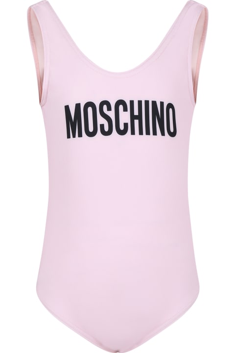 ガールズのセール Moschino Pink Swimsuit For Girl With Logo