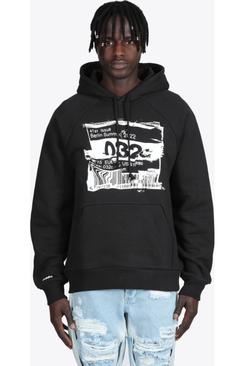 Barcode Glitch Hoodie Black cotton hoodie with barcode graphic print - Barcode Glitch Hoodie