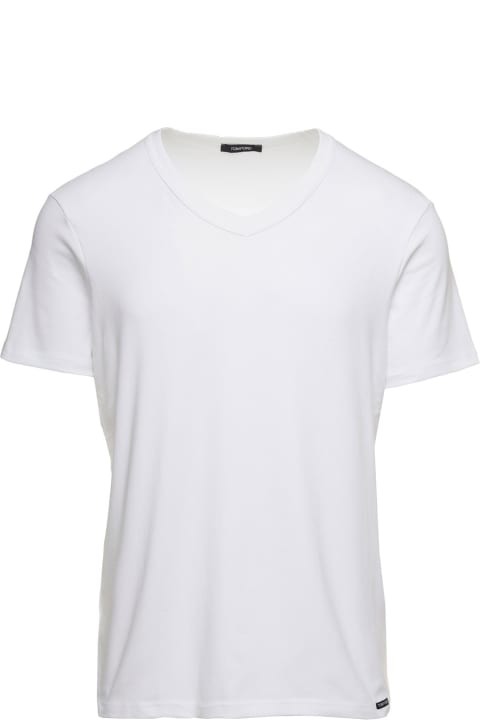 Tom Ford Clothing for Men Tom Ford V Neck T-shirt In Cotton White Man Tom Ford