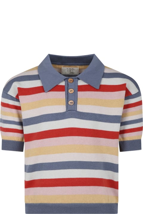 Coco Au Lait Kids Coco Au Lait Multicolor Polo Shirt For Kids With Striped Pattern