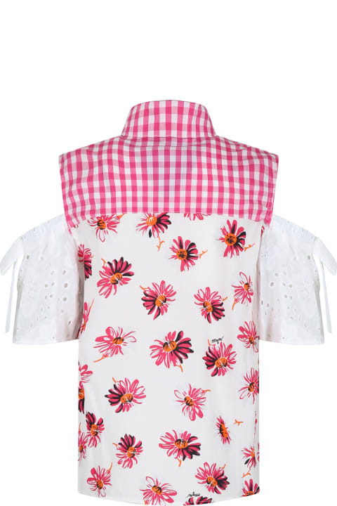 Fashion for Girls MSGM White Shirt For Girl With Daisy Print