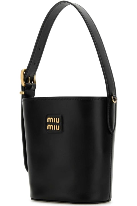 ウィメンズ Miu Miuのバッグ Miu Miu Black Leather Bucket Bag