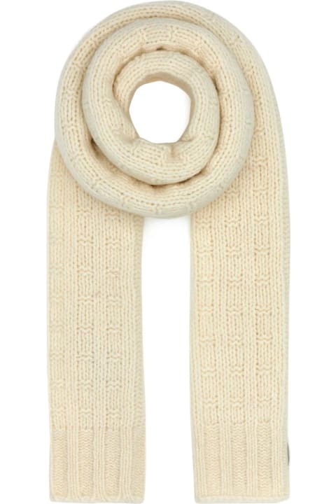 Scarves & Wraps for Women Ganni Ivory Wool Blend Scarf
