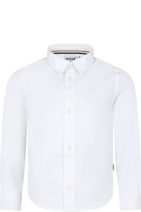 Hugo Boss Shirts for Boys Hugo Boss White Shirt For Boy With Logo