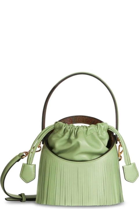Fashion for Men Etro Green Saturno Mini Bag With Fringes
