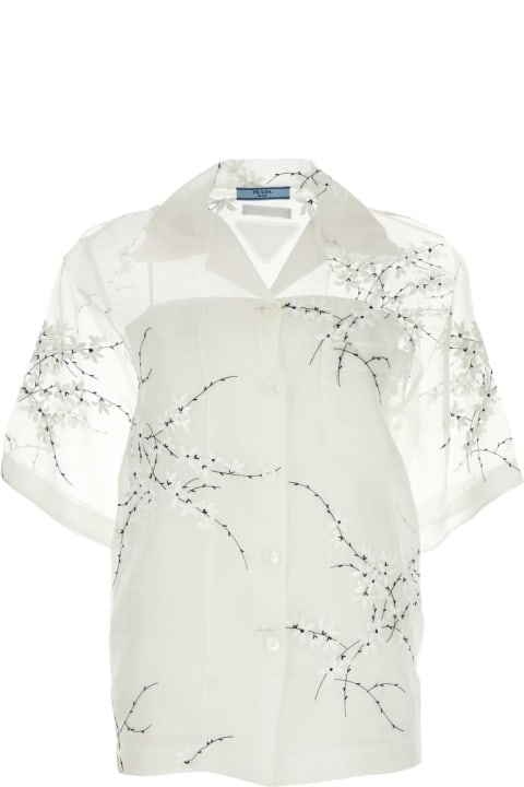 Clothing Sale for Women Prada White Silk Blend See-through Shirt