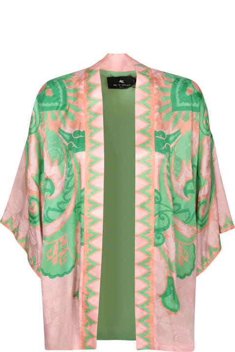 Etro Coats & Jackets for Women Etro Silk Kimono Jacket In Green And Pink