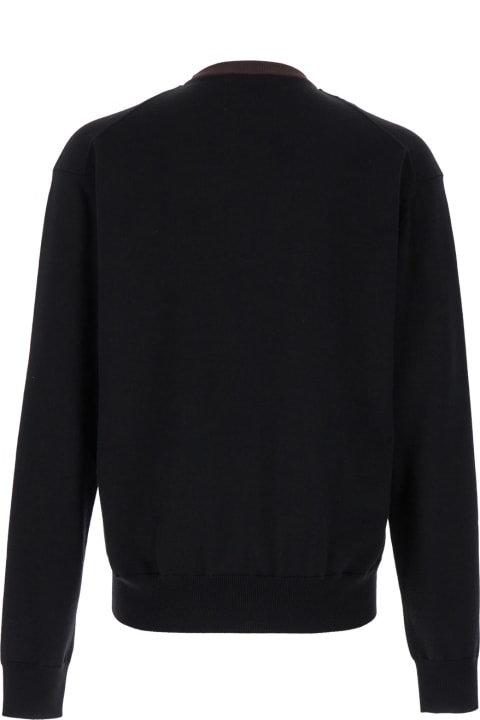 Jil Sander for Men Jil Sander Black And Brown Double-neck Sweater In Wool Man
