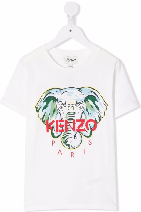 Kenzo Kids Boy's White Cotton T-shirt With Logo