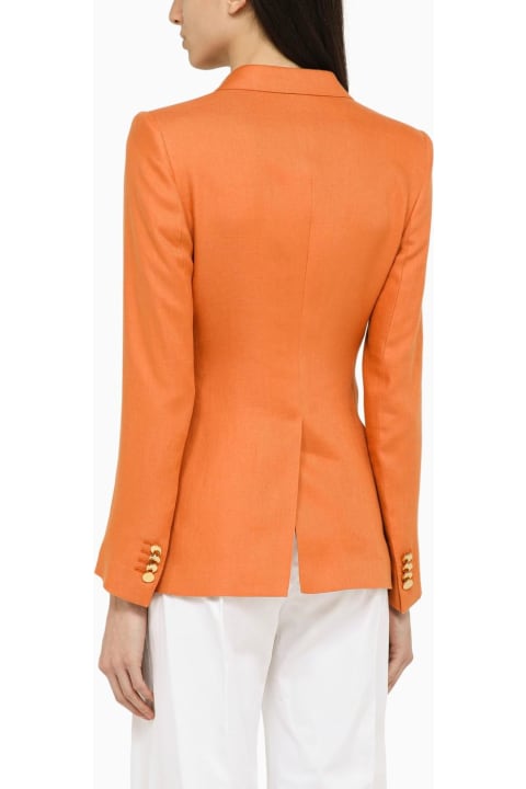 Tagliatore for Women Tagliatore Orange Linen Double-breasted Jacket