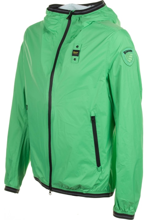Blauer Coats & Jackets for Men Blauer Green Taped Windbreaker With Zip