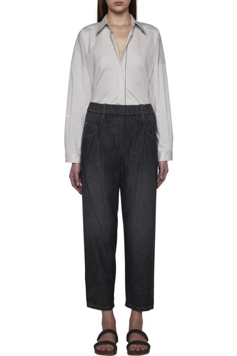 Brunello Cucinelli Pants & Shorts for Women Brunello Cucinelli Elasticated Waistband Cropped Jeans