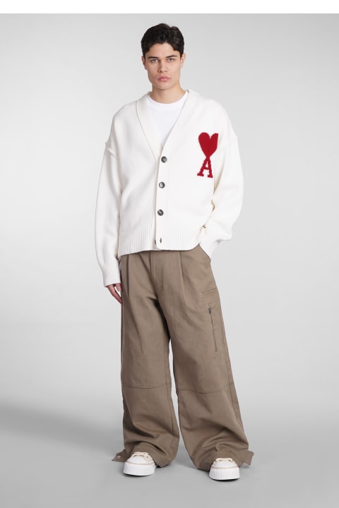 Clothing for Men Ami Alexandre Mattiussi Cardigan In Beige Wool