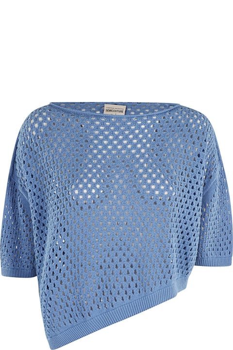 Clothing for Women SEMICOUTURE Blue Cotton Sweater