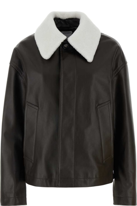 Clothing Sale for Women Bottega Veneta Dark Brown Leather Jacket