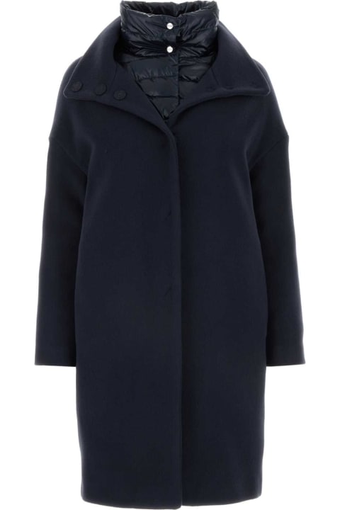 Coats & Jackets for Women Herno Dark Blue Wool Blend Coat