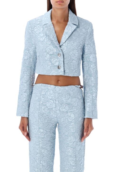 Ganni Coats & Jackets for Women Ganni Stretch Jacquard Cropped Blazer