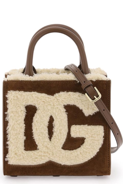 Totes for Women Dolce & Gabbana Dg Daily Mini Suede And Shearling Tote Bag
