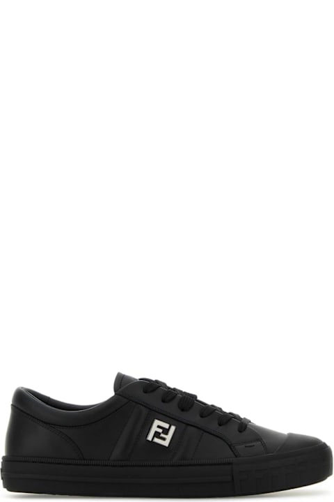 Fendi Sneakers for Men Fendi Black Leather Domino Sneakers