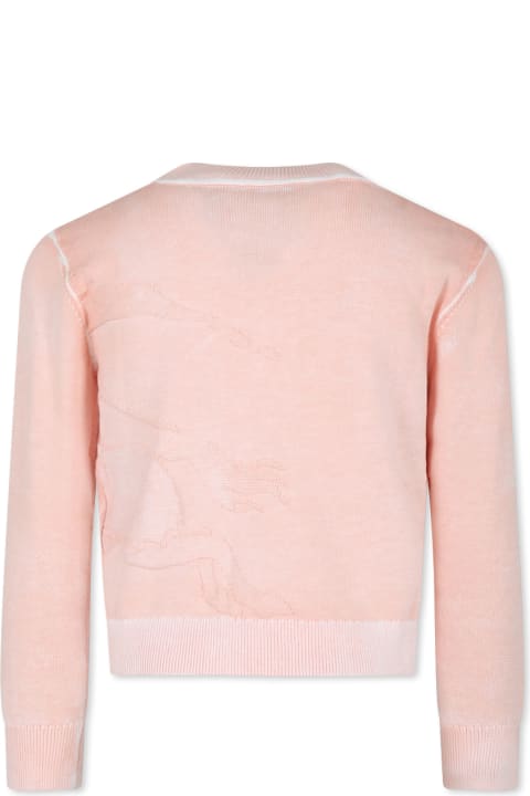 ウィメンズ新着アイテム Burberry Pink Cardigan For Girl With Equestrian Kinight