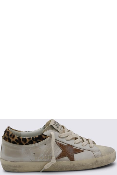 Golden Goose Beige And Leopard Leather Superstar Sneakers