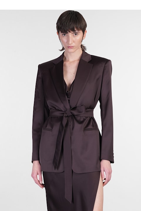 The Andamane Coats & Jackets for Women The Andamane Guia With Belt Blazer In Brown Polyester