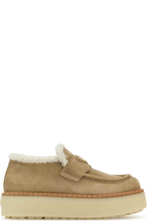 Wedges for Women Prada Sand Suede Loafers