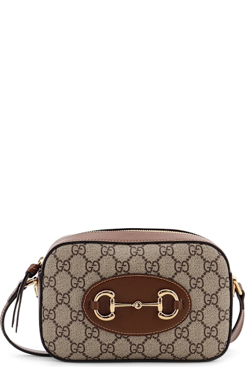 Gucci 1955 Horsebit Gg Supreme Fabric And Leather Shoulder Bag