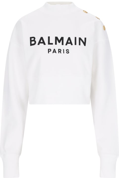 Balmain Fleeces & Tracksuits for Women Balmain Cropped Crew Neck Sweatshirt