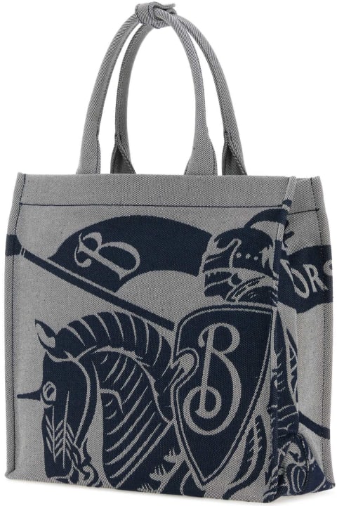 Totes for Men Burberry Embroidered Canvas Shopping Bag