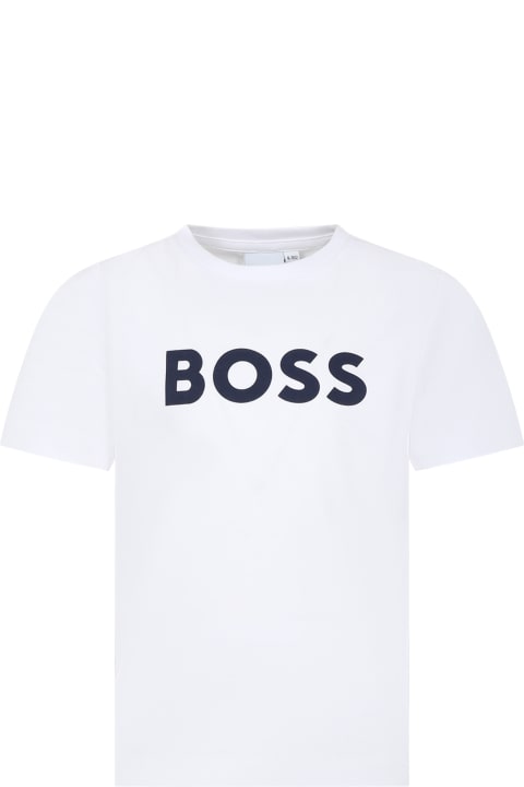 أدوات منزلية Hugo Boss White T-shirt For Boy With Logo