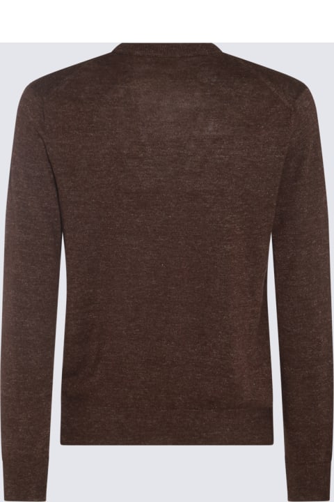 Altea Sweaters for Men Altea Brown Linen-wool Blend Jumper