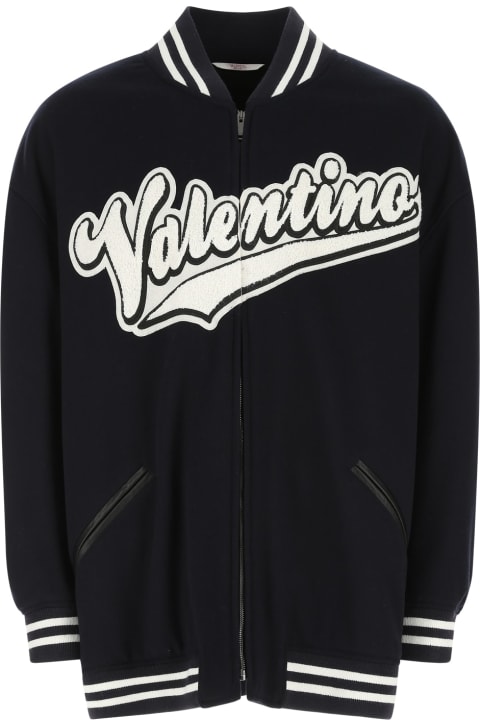 Valentino Garavani Coats & Jackets for Men Valentino Garavani Navy Blue Wool Oversize Padded Jacket