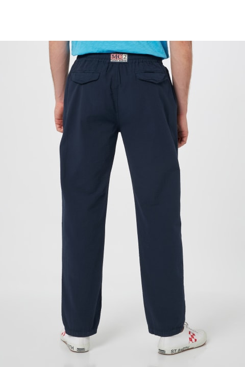 Homeware MC2 Saint Barth Man Navy Blue Seersucker Cotton Pants Relais