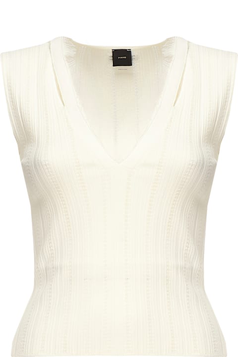 Pinko for Women Pinko Ribbed Silk And Cashmere Sleeveless Top
