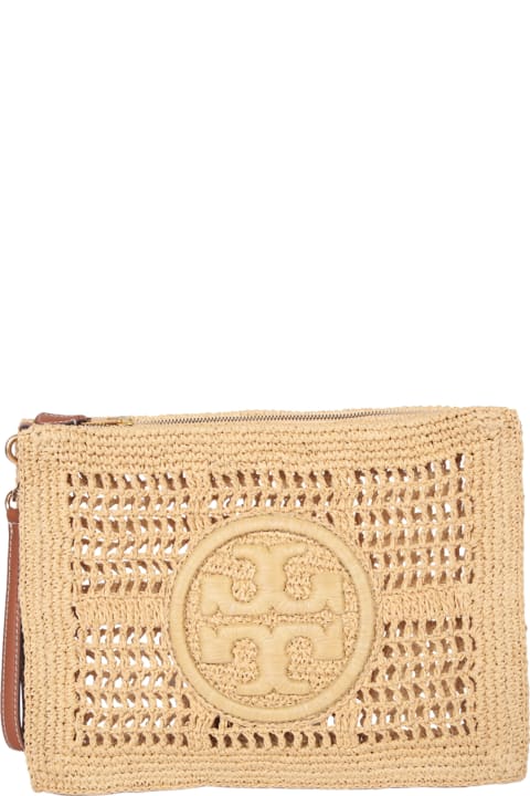 Clutches for Women Tory Burch Ella Pouch Natural Bag