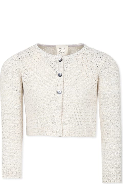 Caffe' d'Orzo for Girls Caffe' d'Orzo Ivory Cardigan For Girl