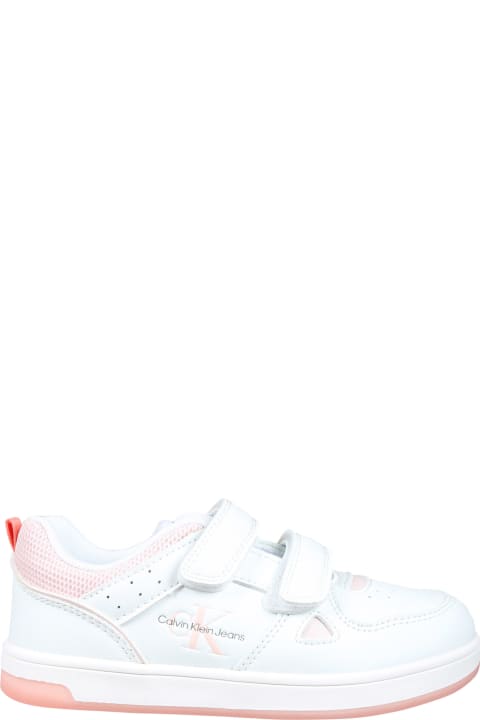 Shoes for Girls Calvin Klein White Sneakers For Girl With Logo
